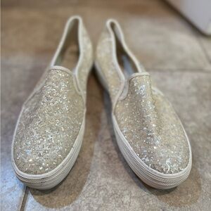 Keds with Kate Spade size 8.5 Glittery Cream Slip-On Sneakers